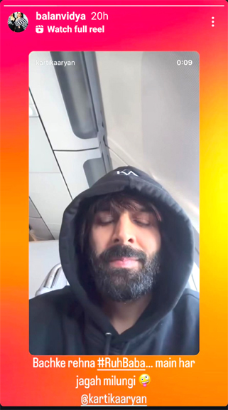 “Bachke rehna, main har jagah milungi!” – Vidya Balan’s Hilarious Response to Kartik Aaryan’s In-Flight video Goes Viral