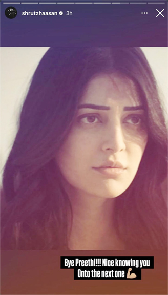 Shruti Haasan Bids Farewell to Preethi, Hints at Exciting New Project