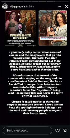 Vijay Ganguly Clarifies Tamannaah Bhatia was NEVER under Consideration for Shararat Song from Dhurandhar: Her star power is so significant it might have overwhelmed the specific needs of this scene